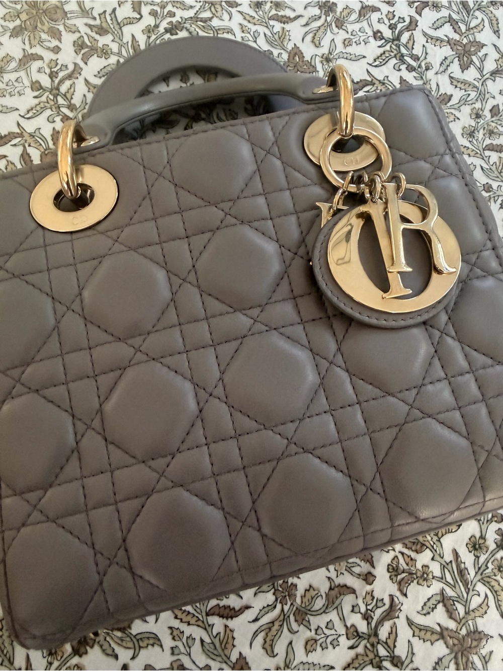 Dior small Lady Dior Tote - Taupe Gray with Gold Hardware - Picture 6 of 14